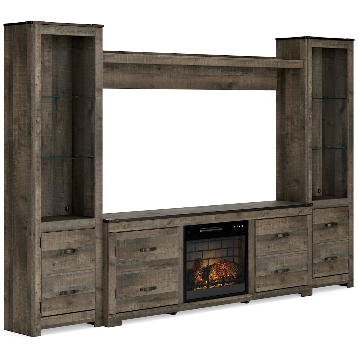 Signature Design by Ashley Furniture Trinell Entertainment Center with Fireplace