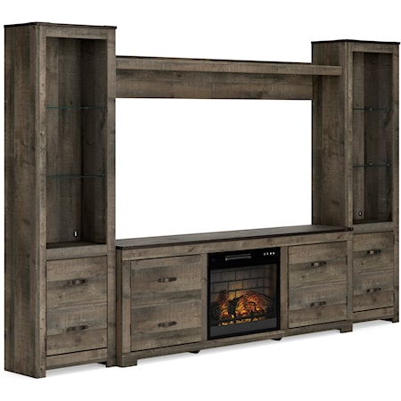 Trinell Rustic Entertainment Center with Electric Fireplace