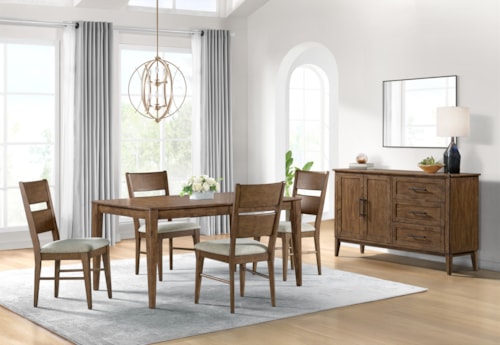 Transitional 6-Piece Dining Set with Server