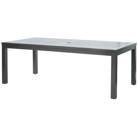 85" Slat-Top Dining Table w/Umbrella Hole