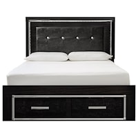 Glam Queen Upholstered Storage Bed with LED Lighting