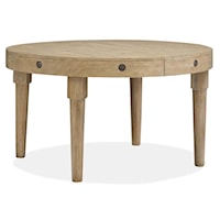 Transitional Farmhouse Round Dining Table with 13 Inch Butterfly Leaf