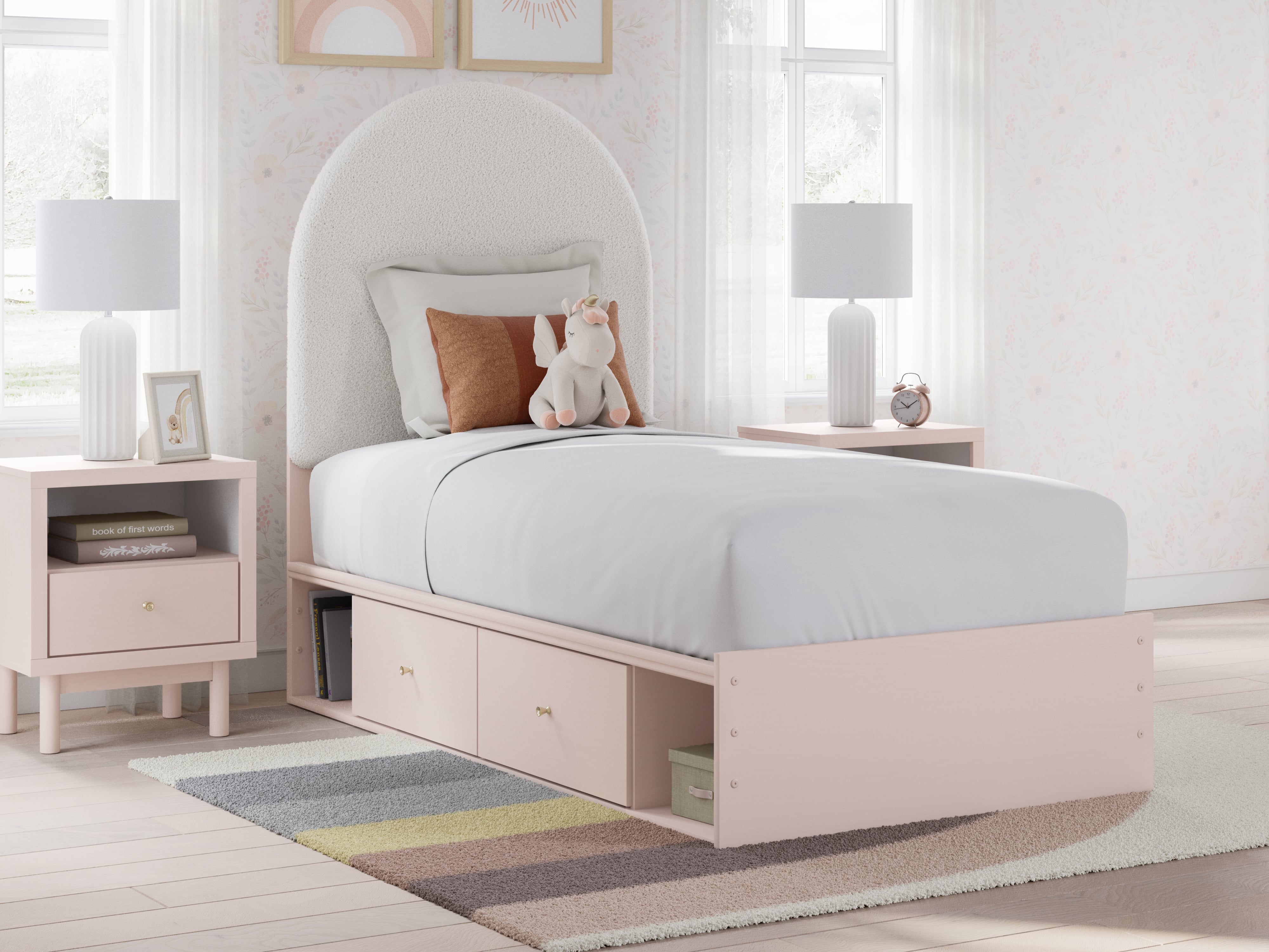 Twin Upholstered Panel Bed With Storage