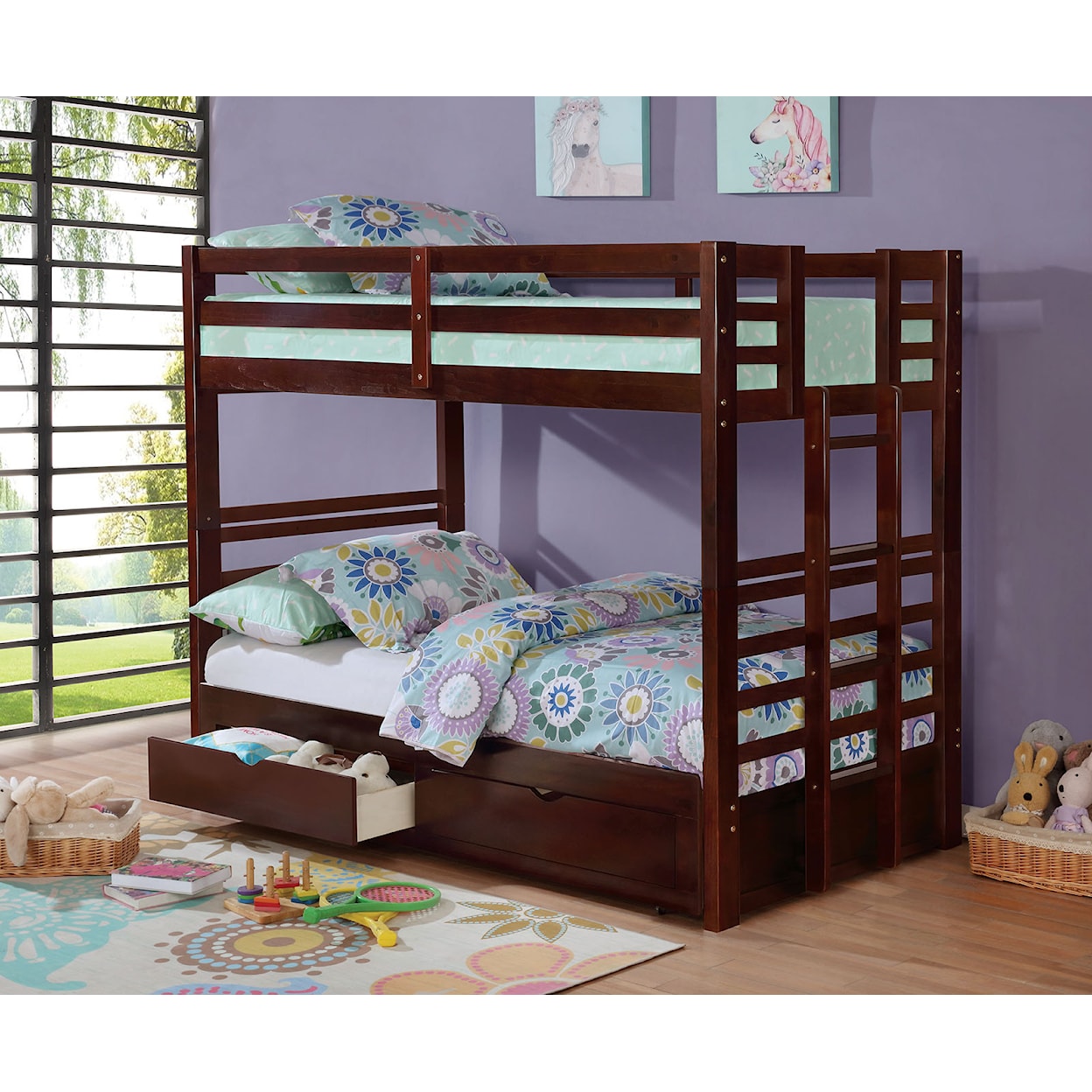 Furniture of America - FOA Abby Twin Over Twin Bunk Bed 