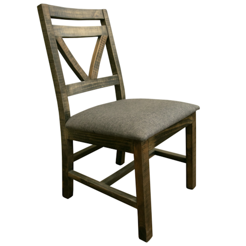 Rustic Dining Side Chair with Upholstered Seat