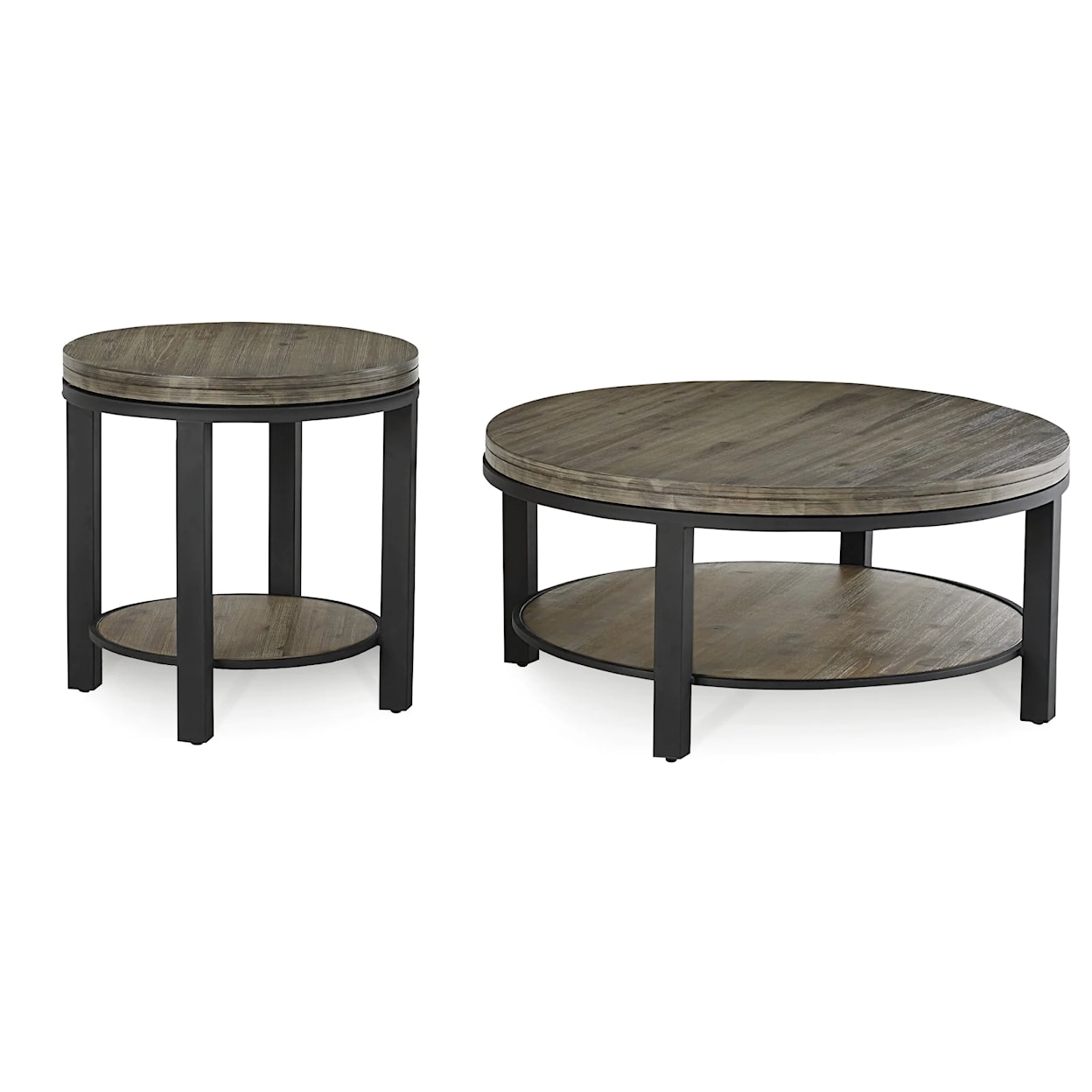 Modus International Canyon Washed Grey Solid Wood/Metal Round Coffee Table