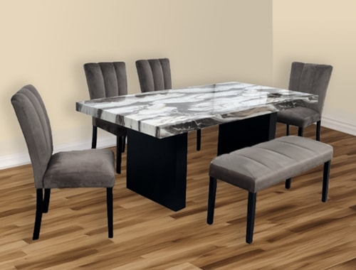 Contemporary Rectangular Dining Table with Sculptured pedestal Legs