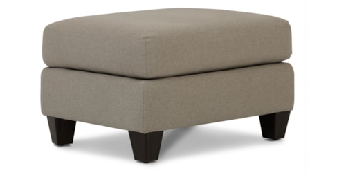 Contemporary Upholstered Ottoman with Tapered Wood Leg