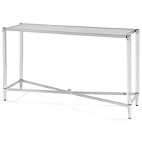 Glass Top and Steel Base Rectangular Console Table