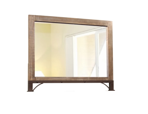 Rustic Dresser Mirror with Iron Base