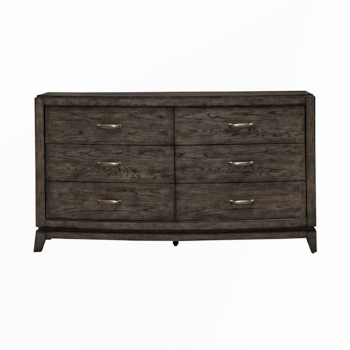 Transitional 6-Drawer Dresser with Felt-lined Top Drawers