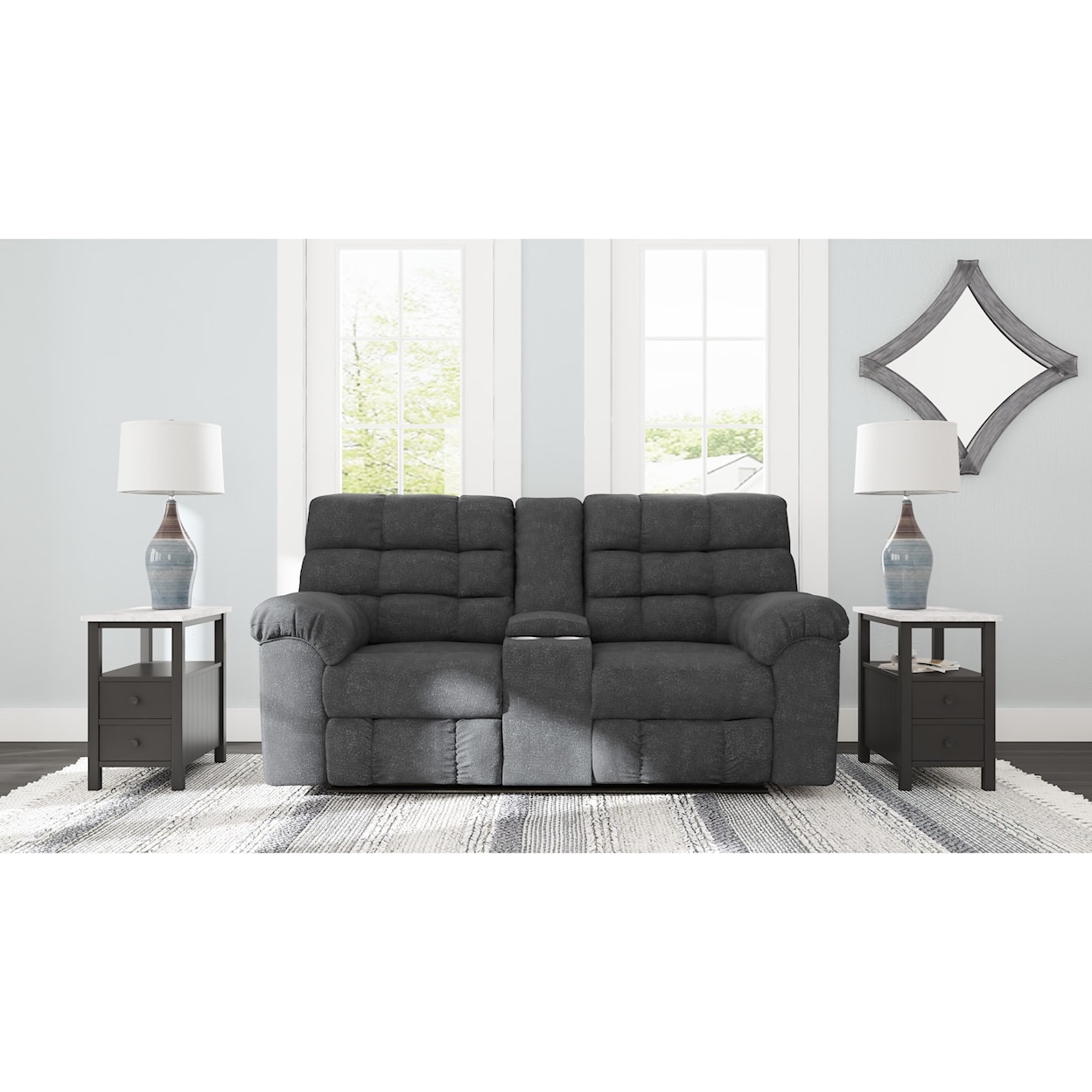 Michael Alan Select Wilhurst Double Reclining Loveseat w/ Console