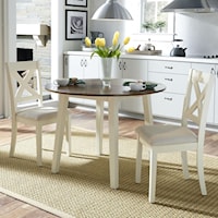 Transitional 3-Piece Round Table Dining Set