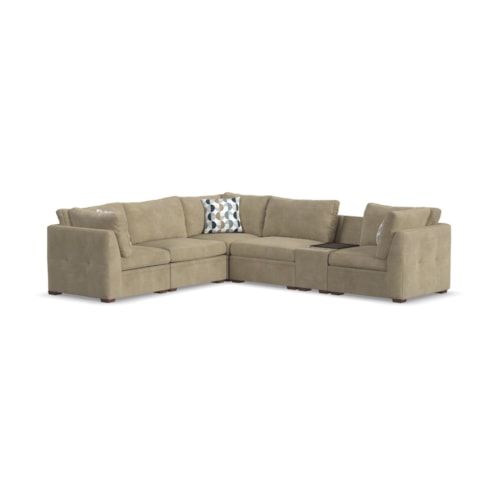 Contemporary 6-Piece Sectional Sofa with Center Console