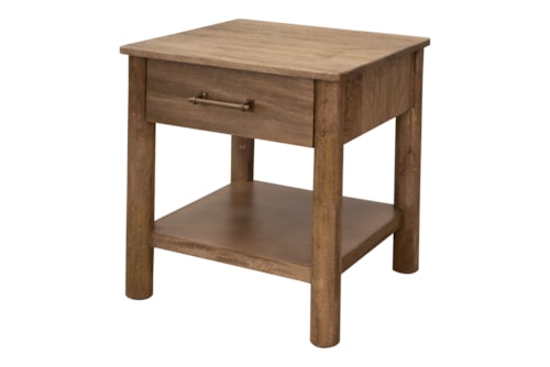 Solid Wood 1-Drawer End Table