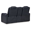 Signature Fyne-Dyme Power Reclining Loveseat With Console