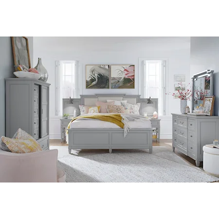Contemporary 6-Piece Upholstered Queen Pier Bedroom Set
