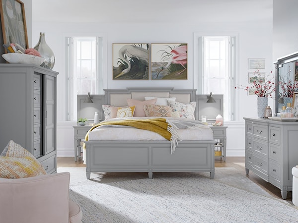 6-Piece Upholstered Queen Wall Bedroom Set