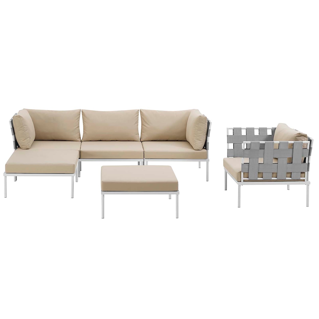 Modway Harmony Outdoor 6 Piece Sectional Sofa Set