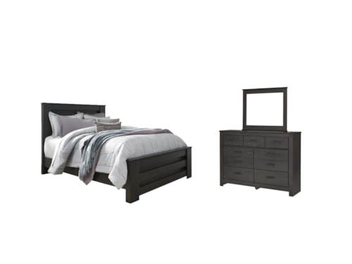 Queen Panel Bed, Dresser And Mirror