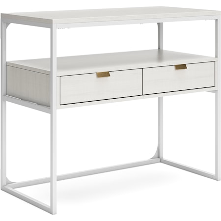 White Credenza with 2 Drawers and 1 Shelf