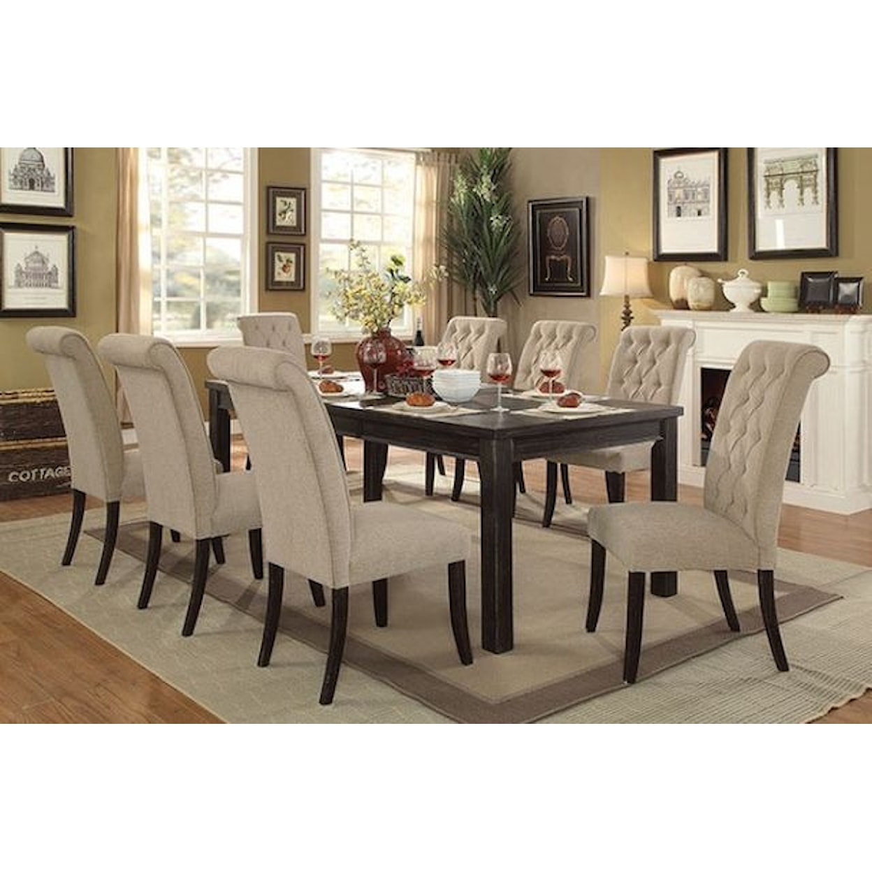 FUSA Sania III 9-Piece Dining Table Set