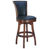 30" Bar Height Swivel Barstool in Rustic Cordovan Finish with Brown Bonded Leather