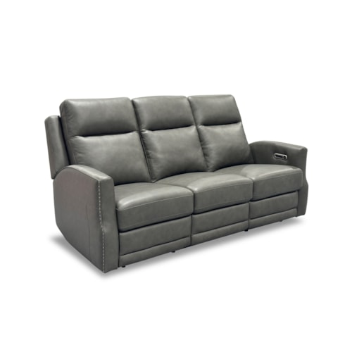 Transitional Power Reclining Sofa with Power Headrest and Lumbar