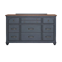 Traditional 9-Drawer Dresser with Felt-Lined Jewelry Insert