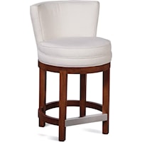 Transitional Round Upholstered Counter Stool