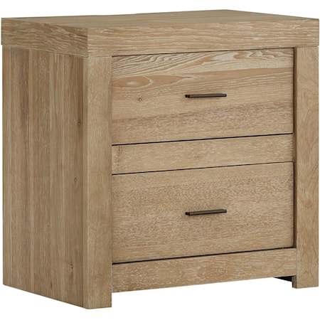 Contemporary 2-Drawer Nightstand with AC Outlets