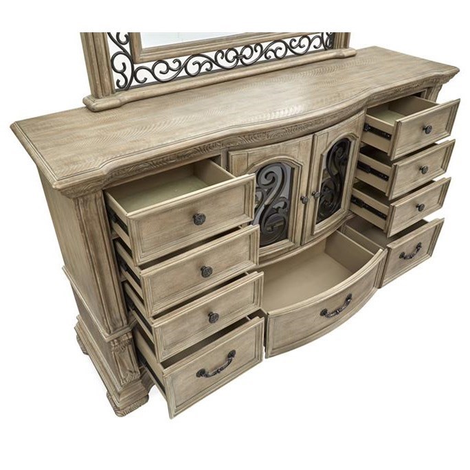 Dresser and Mirror Set