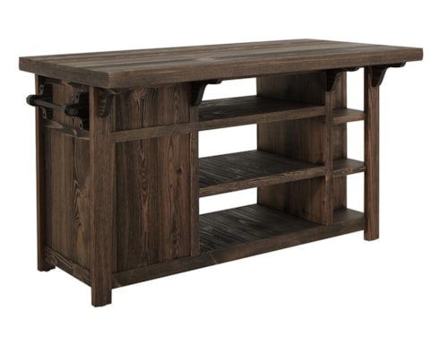 Farmhouse 2-Drawer Kitchen Island with Towel Hanger Rod
