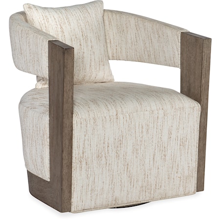 Contemporary Barrel Chair with Swivel Base