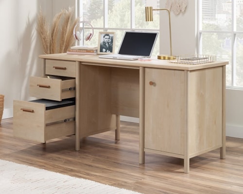 Transitional Double Pedestal Desk with File Drawer
