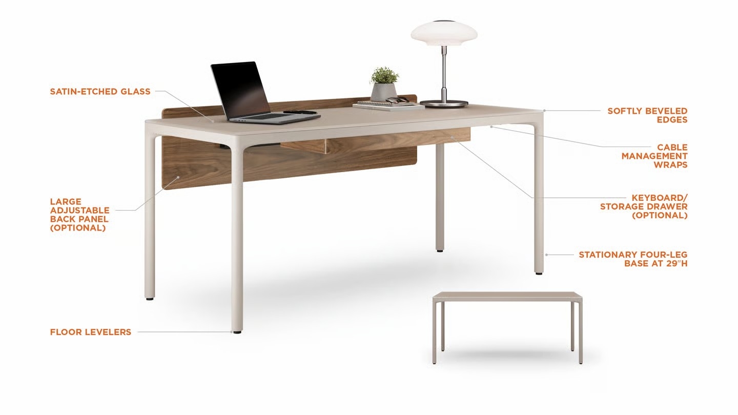 Modern 66" x 28" Office Desk w/File Pedestal