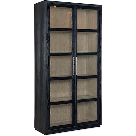 Casual 4-Shelf Curio Cabinet with Glass Doors and Built-In Lighting