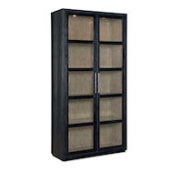 Casual 4-Shelf Curio Cabinet with Glass Doors and Built-In Lighting