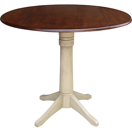 Dropleaf Pedestal Table in Espresso/Almond