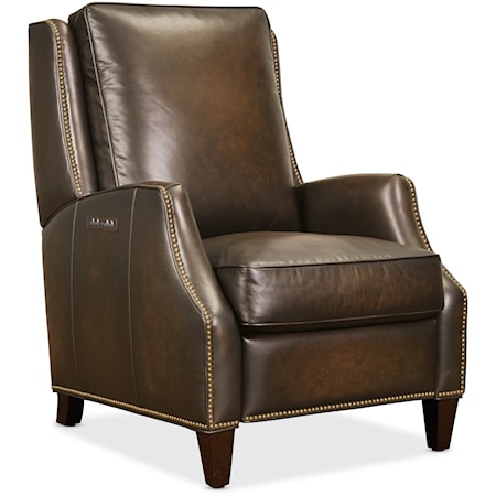 Transitional Leather Power Recliner w/ Power Headrest