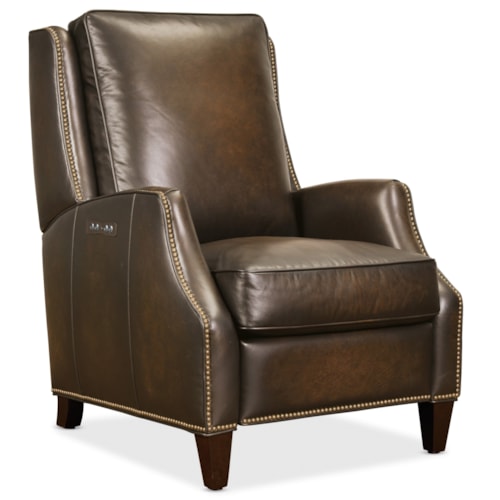 Transitional Leather Power Recliner w/ Power Headrest