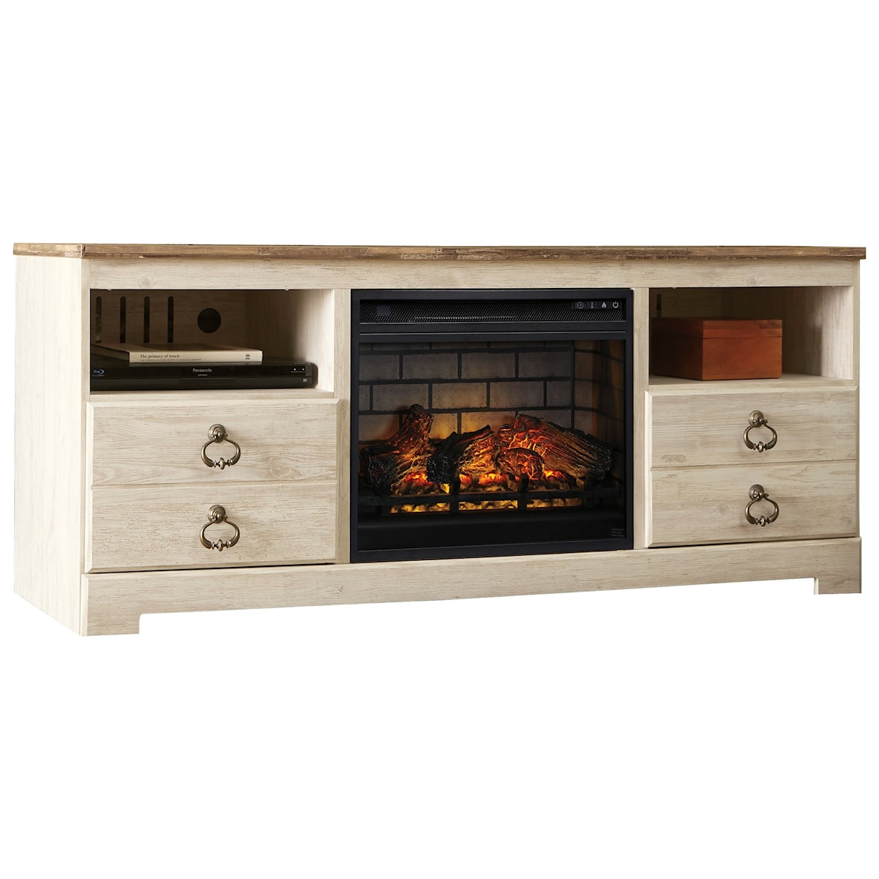 Signature Design by Ashley Willowton Large TV Stand with Fireplace Insert