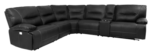 Casual 6-Piece Power Reclining Sectional Sofa with Power Headrests