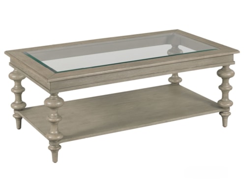 Transitional Cocktail Table with Glass Top