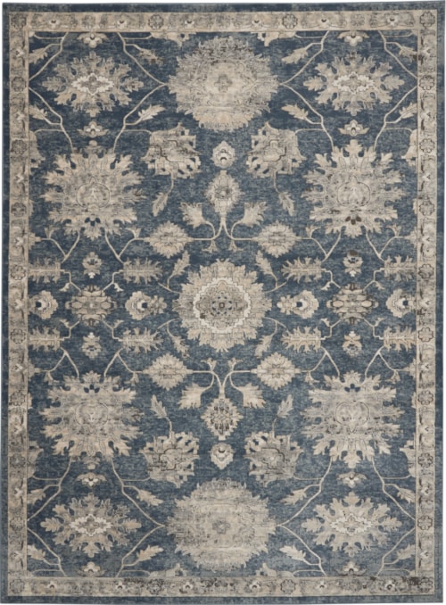 7'10" x 9'10" Blue/Beige Rectangle Rug