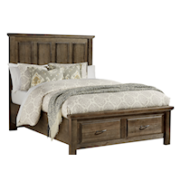 Transitional King Mansion Bed with 2-Drawer Storage Footboard