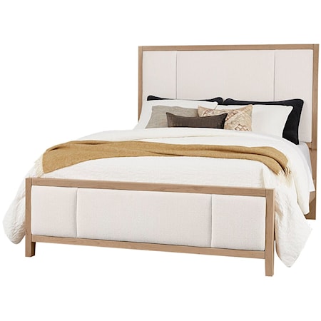 Transitional Upholstered King Panel Bed
