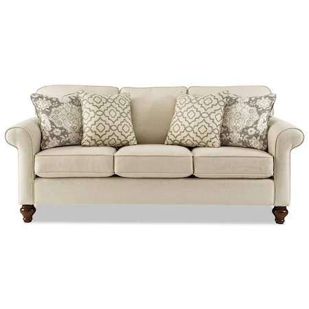 Traditional Sofa with Rolled Armrests