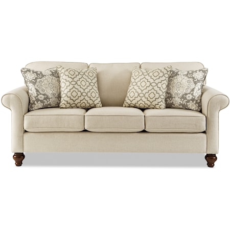 Traditional Sofa with Rolled Armrests