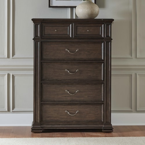 Traditional 6-Drawer Bedroom Chest with Felt and Cedar-Lined Drawers
